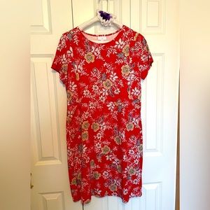 Cute red floral JJill dress - perfect condition!!  Size M